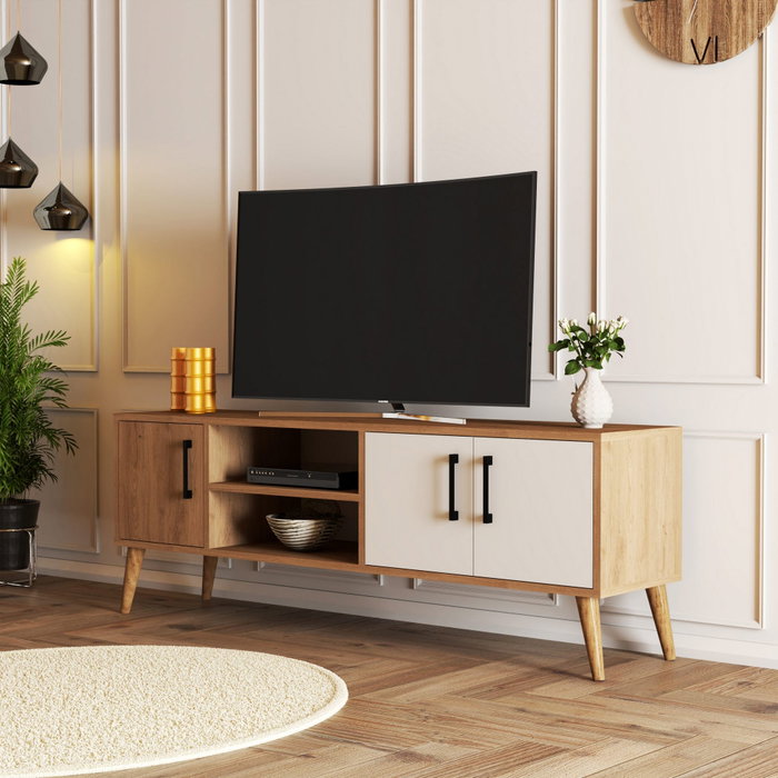 Hanah Home 1584 Soporte TV Roble y Blanco 150x52x34 cm